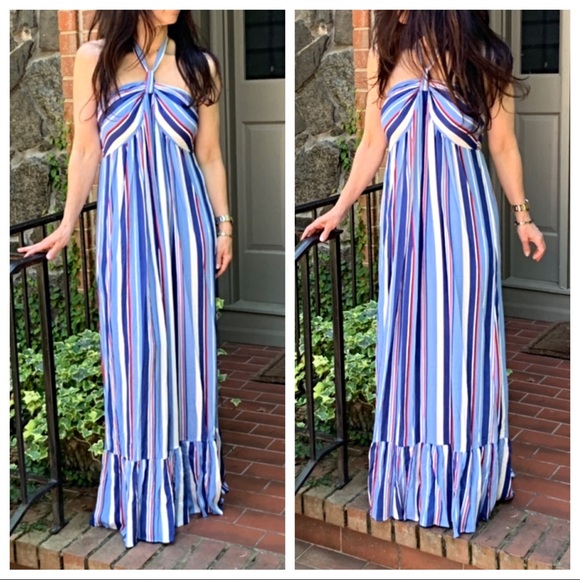 Gorgeous multi striped halter maxi dress - Picture 2 of 8